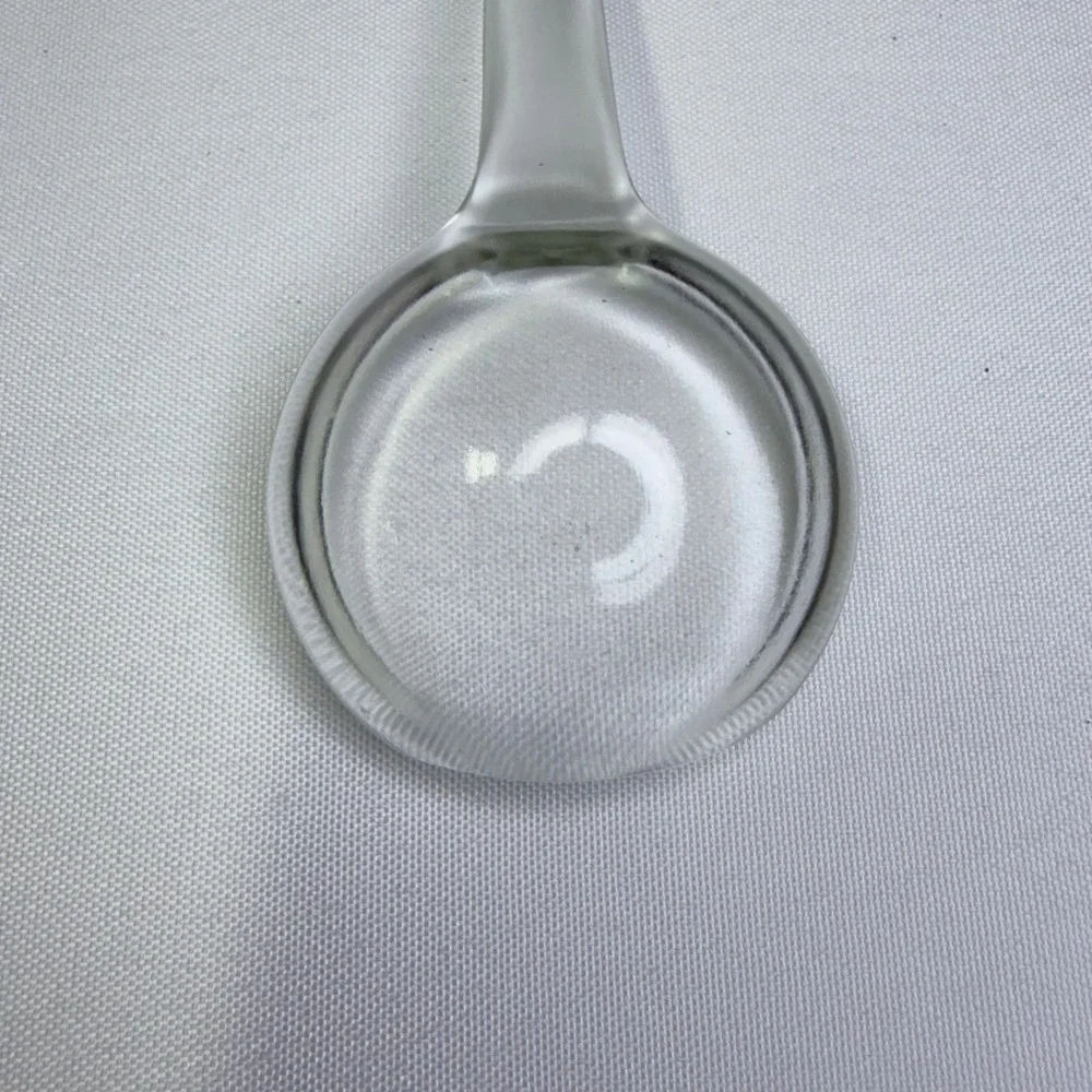 Vintage Glass Salt Spoon Kitchenware Clear Two Beaded Handle Condiment Scoop EUC